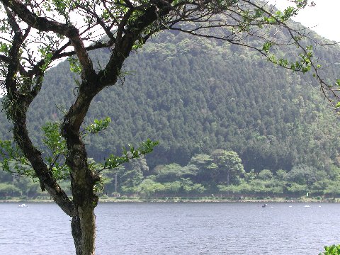 藺牟田池湖畔の飯盛山